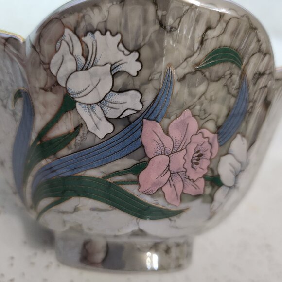 Fine China Grey Floral Lotus Bowl - Picture 5 of 8